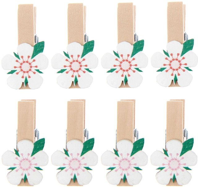 Rico Design Holzklammern Erdbeerblüte in Multicolour, 8 Stück - Bild 1