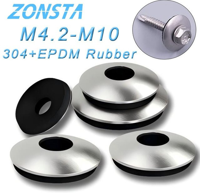 ZONSANTA Dichtungsscheiben aus 304 Edelstahl mit EPDM Gummi, wasser- und staubdicht, verschiedene Größen M4,2 bis M10 - Bild 1