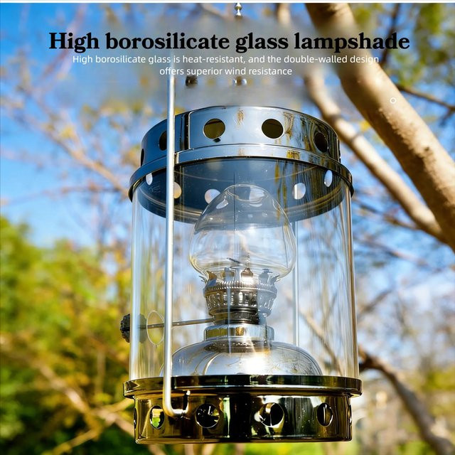 Tiaking Vintage Kerosinlampe aus Metall in Gold/Messing mit Glas für Camping und Garten - Bild 1