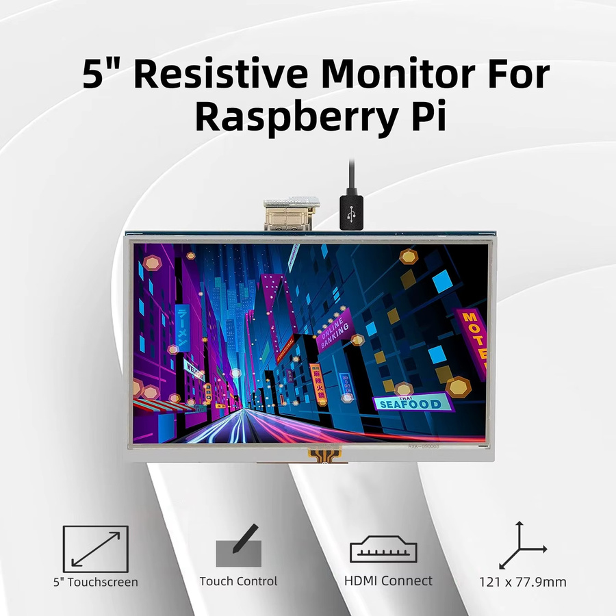 IPistBit 5 Zoll Raspberry Pi Touchscreen-Monitor mit HDMI, 800x480 Auflösung, TFT Mini-Monitor in Rot - Bild 2