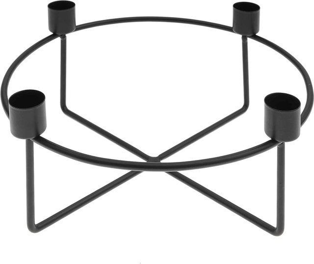 Rico Design Kerzenhalter aus Metall in Schwarz für 4 Stabkerzen, B/T/H: 24,9 x 24,9 x 8 cm - Bild 1