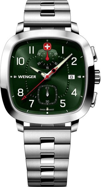 Wenger Chronograph, Quarz, Edelstahl, Grün, 40 mm, Herren - Bild 1