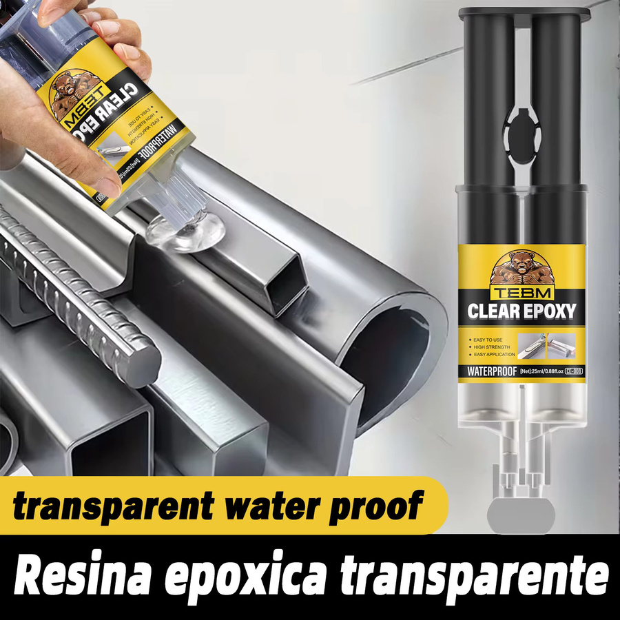 TEBM Epoxidharz-AB-Kleber transparent, 25 ml schnell trocknender Sofortkleber für Leder, Gummi, Holz und Metall - Bild 4