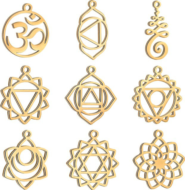 DOOYIO Charms Yoga OM Blumen, Edelstahl, Gold, Unisex - Bild 1