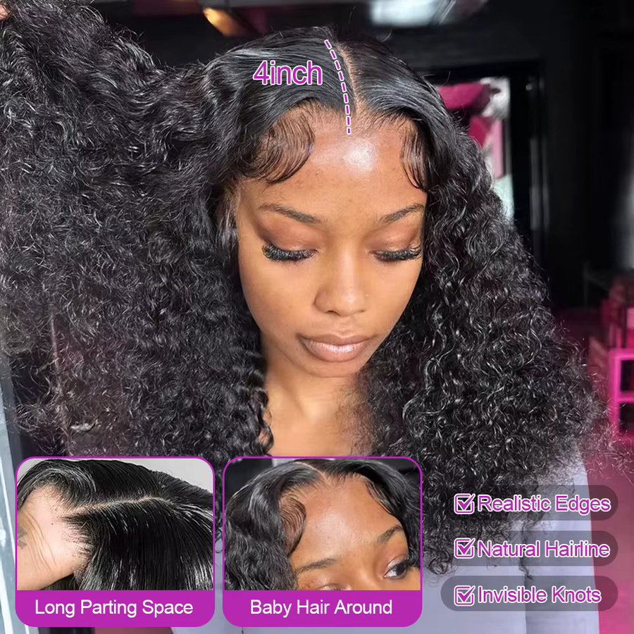 HJ WEAVE BEAUTY Deep Wave Bob Perücke, 100% Echthaar, 250er Dichte, Damen - Bild 4