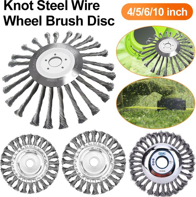 Universal Knoten-Stahldraht-Radkopf für Freischneider mit gerader Welle, Unkrautbürsten-Zubehör aus Edelstahl, Silber - Bild 1