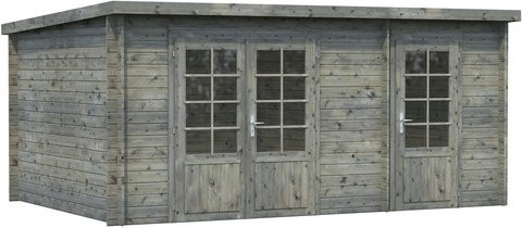 PALMAKO Blockbohlenhaus Ella aus Fichtenholz in Grau mit Flachdach, B/H/T: 477 x 214 x 300 cm - Bild 1