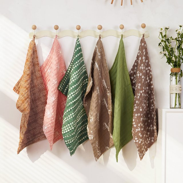Elinfant 3er Set Baby-Gesichtstücher aus Baumwoll-Musselin in Multicolour im Boho-Stil - Bild 1