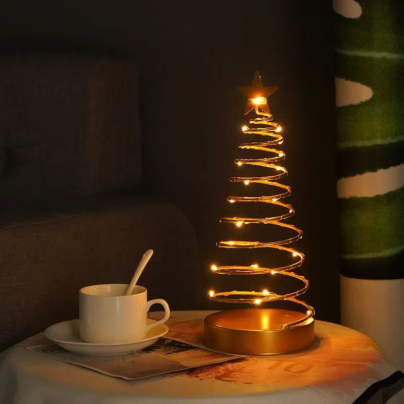 SHENZHITECH Spirale Sternlicht LED Nachtlicht mit gelbem Stern als Weihnachtsdekoration und Desktop Mini Baum für deine Heimdekoration - Bild 2