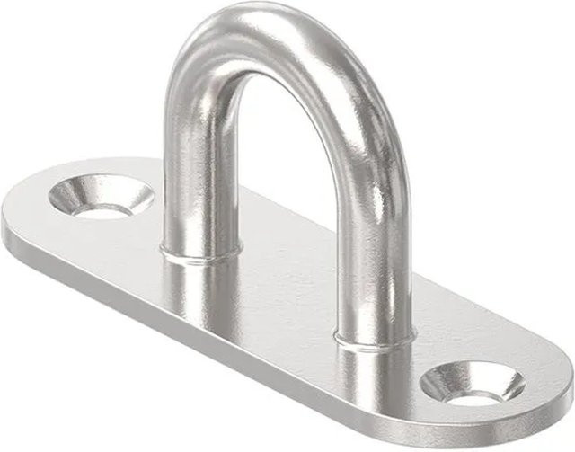 FeNau Befestigungsöse aus Edelstahl V4A in Silber mit ovaler Platte und 2 Bohrungen, B/T/H: 180 x 180 x 140 mm - Bild 1
