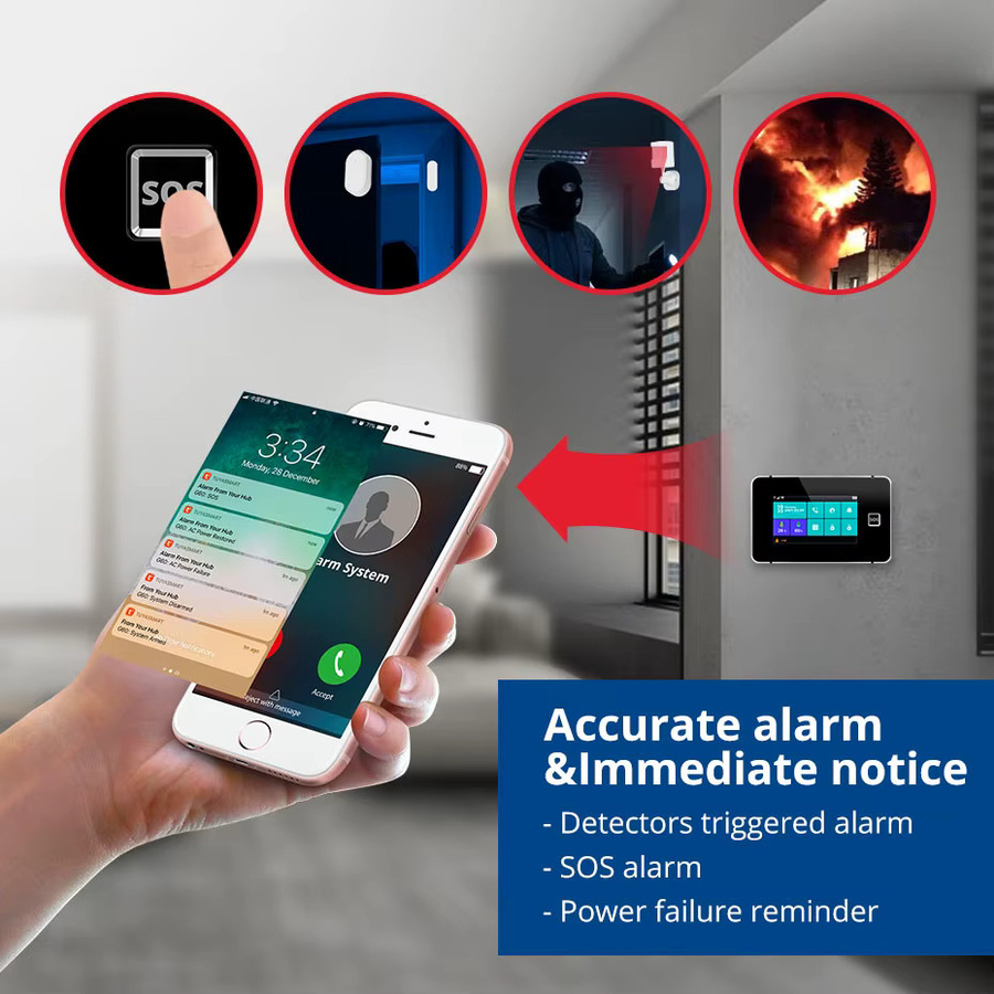 KERUI Smart Home Alarm System G64B mit 4,3 Zoll Touchscreen, WiFi und 4G GSM Unterstützung via Tuya Smart Life App, Einbruchschutz Kit mit 433 MHz Sensoren - Bild 6