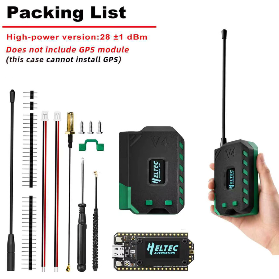 Heltec V4 Meshtastic WiFi LoRa 32 Dev-Board-Gehäuse-Set mit weicher Antenne, ESP32 SX1262, Solarbetrieb und BLE in Schwarz - Bild 4