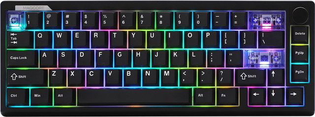 EPOMAKER Magcore65 Lite Mechanische Tastatur, 65 % US-QWERTY-Layout, Schwarz, Kabellos via Bluetooth oder 2,4 GHz sowie Kabelverbindung, RGB-Hintergrundbeleuchtung, 8K Polling Rate - Bild 1