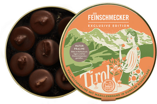 Goldhelm Vollmilchpraline Marillenbrand dunkle Schokolade 80 g - Bild 1