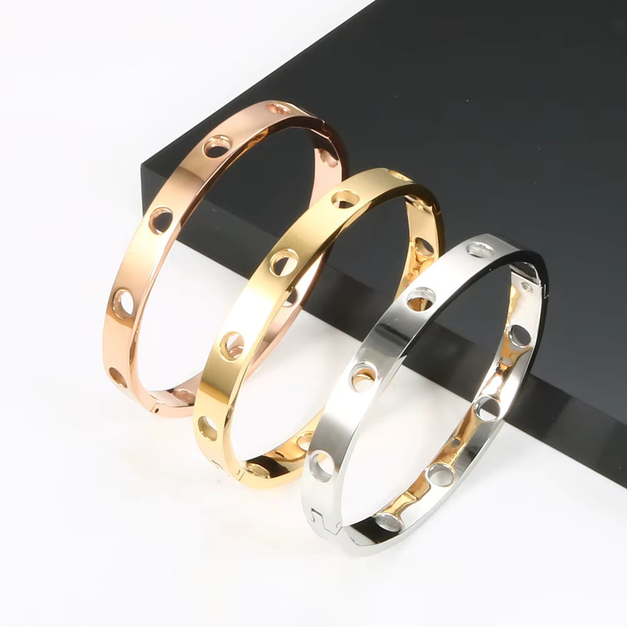 JOVO LOVE Armband Edelstahl, Hohl Herz Manschette, Unisex - Bild 3
