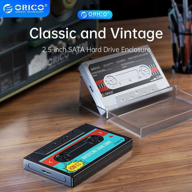 Orico Externes 2,5 Zoll HDD-Gehäuse mit USB-C zu SATA 3.0 für SSD und HDD, Schwarz - Bild 1