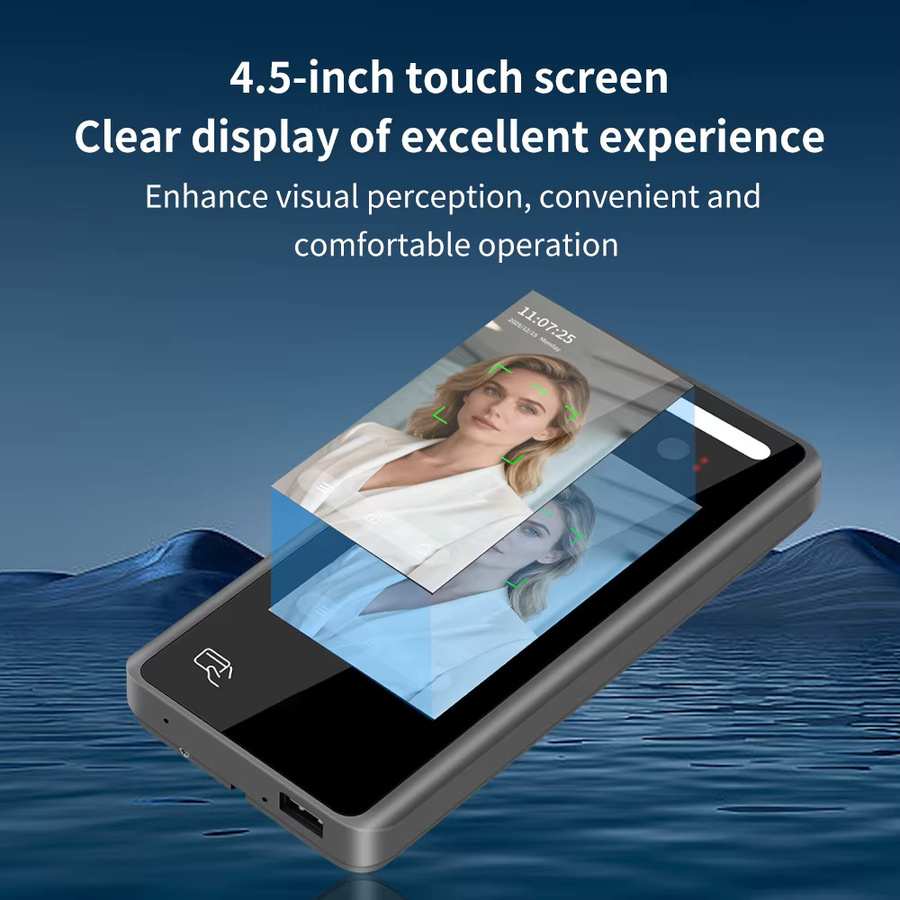 LUCKING DOOR All-In-One Zeiterfassungsgerät mit 4,5 Zoll Display, dynamischer Gesichtserkennung, RFID-Karte und USB, Schwarz - Bild 5