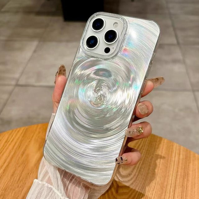 Stoßfeste Softcover Handyhülle mit Laser-Vortex-Textur für iPhone 11 bis 17 Pro Max, Farbe: Rot - Bild 1