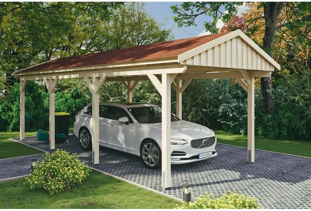 Skan Holz Carport Fichtelberg aus Fichte und Leimholz in Beige, B/T: 317 x 808 cm, Höhe: 303 cm - Bild 1