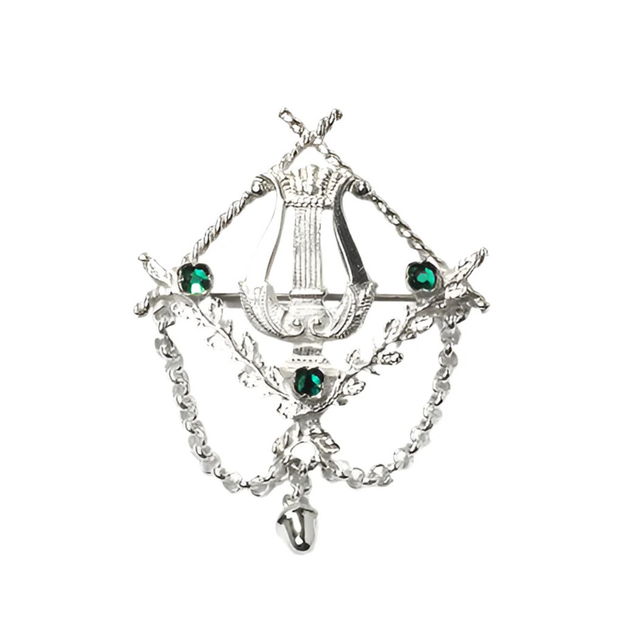 Brosche Goettgen, 925 Silber, Lyra, grün, Unisex - Bild 1