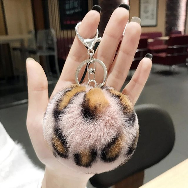 Taschenanhänger Leopard Pompom, Kaninchenfellimitat, Bunt, Damen - Bild 1