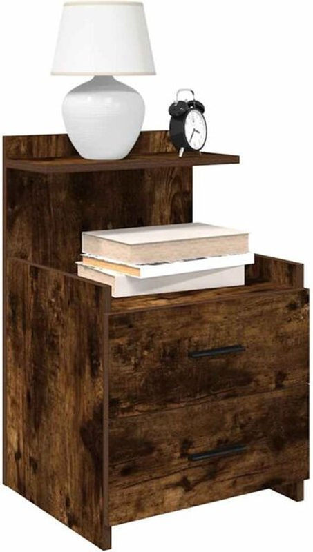 Vidaxl Nachttische 2er-Set mit 2 Schubladen in Räuchereiche Braun im Industrial-Design B/T/H: 40 x 36,5 x 62 cm - Bild 1