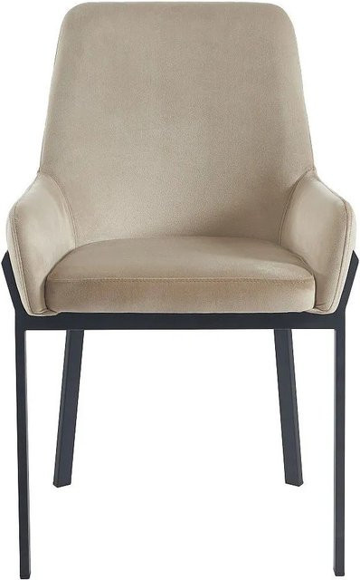 Vente-unique Stuhl Carolona in Beige mit Samtbezug und Armlehnen aus Metall, Breite: 57 cm, Tiefe: 57 cm, Höhe: 57 cm - Bild 1