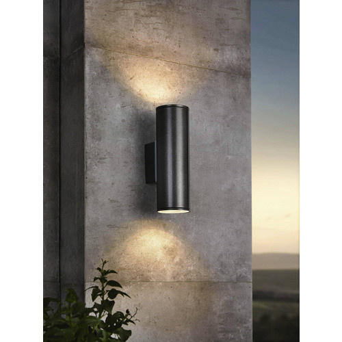 Eglo LED-Außenwandleuchte RIGA in Anthrazit und Schwarz aus verzinktem Stahl, H x B: 20 x 6,5 cm, GU10 - Bild 2