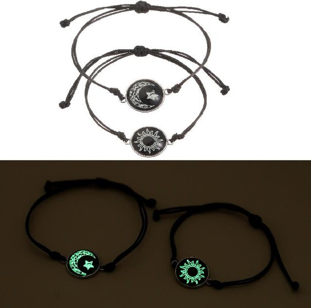 Rinhoo Armband, Edelstahl, Sonne und Mond, Schwarz, Unisex - Bild 1