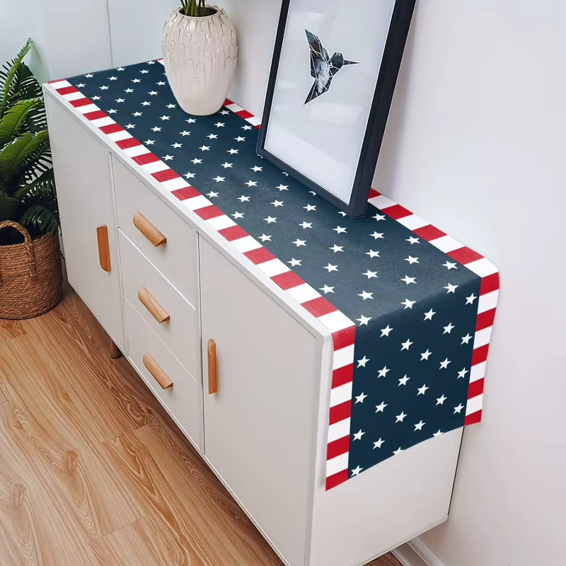VIKAMA Tischflagge zum Unabhängigkeitstag in Blau mit Sternen-Design, rechteckig aus Textil - Bild 4