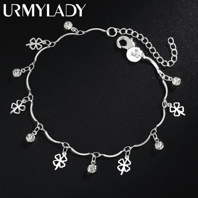 URMYLADY Armband, 925 Silber, Glücksklee Blatt, Zirkonia, Damen - Bild 1