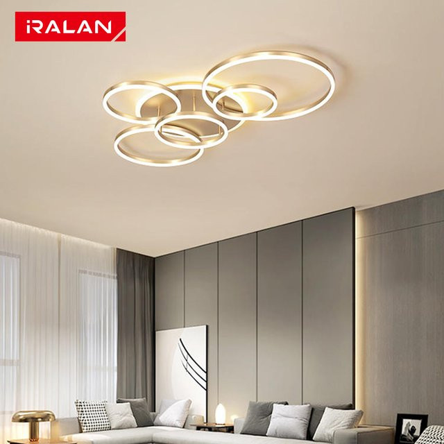 Moderne IRALAN LED Pendelleuchte in Ringform mit Fernbedienung und dimmbarer Lichtfarbe für Schlafzimmer und Home Office - Bild 1