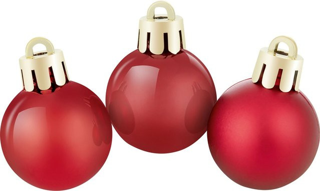 OBI Weihnachtskugeln aus Kunststoff in Rot, 9 Stück, Durchmesser: 3 cm - Bild 1