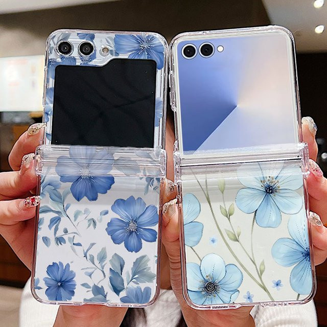 Samsung Galaxy Z Flip Schmetterlingsblumen Hartschale Transparent - Bild 1