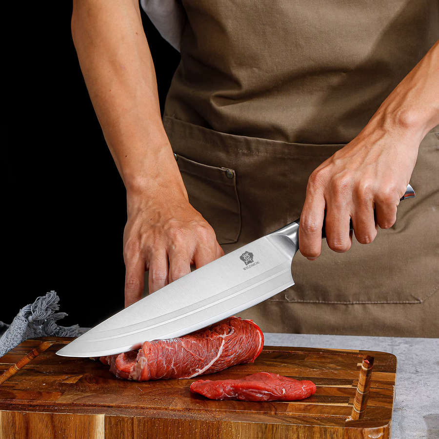 WILDMOK 2-teiliges Kochmesser-Set aus 1.4116 Hochkohlenstoff-Edelstahl mit Pakkaholz-Griff bestehend aus Kochmesser und Santoku-Messer - Bild 3