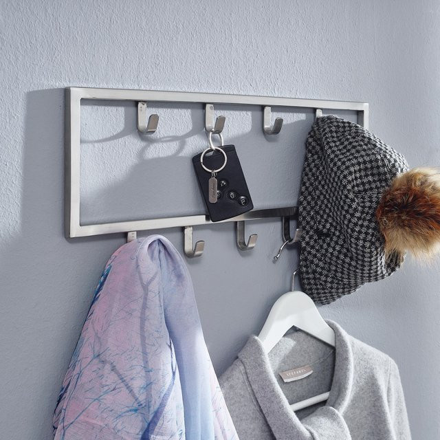 KADIMA DESIGN Wandgarderobe Strip aus poliertem Stahl in Silber, B/T/H: 50 x 20 x 4 cm - Bild 1
