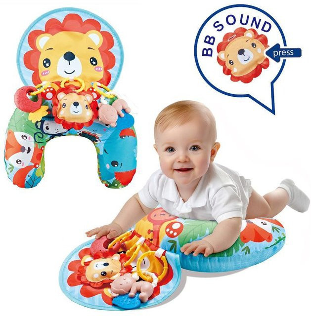 BagFashion Baby Bauchzeit Liegekissen in Schwarz Weiß, atmungsaktives U-förmiges Spielkissen aus Baumwolle für Neugeborene - Bild 1