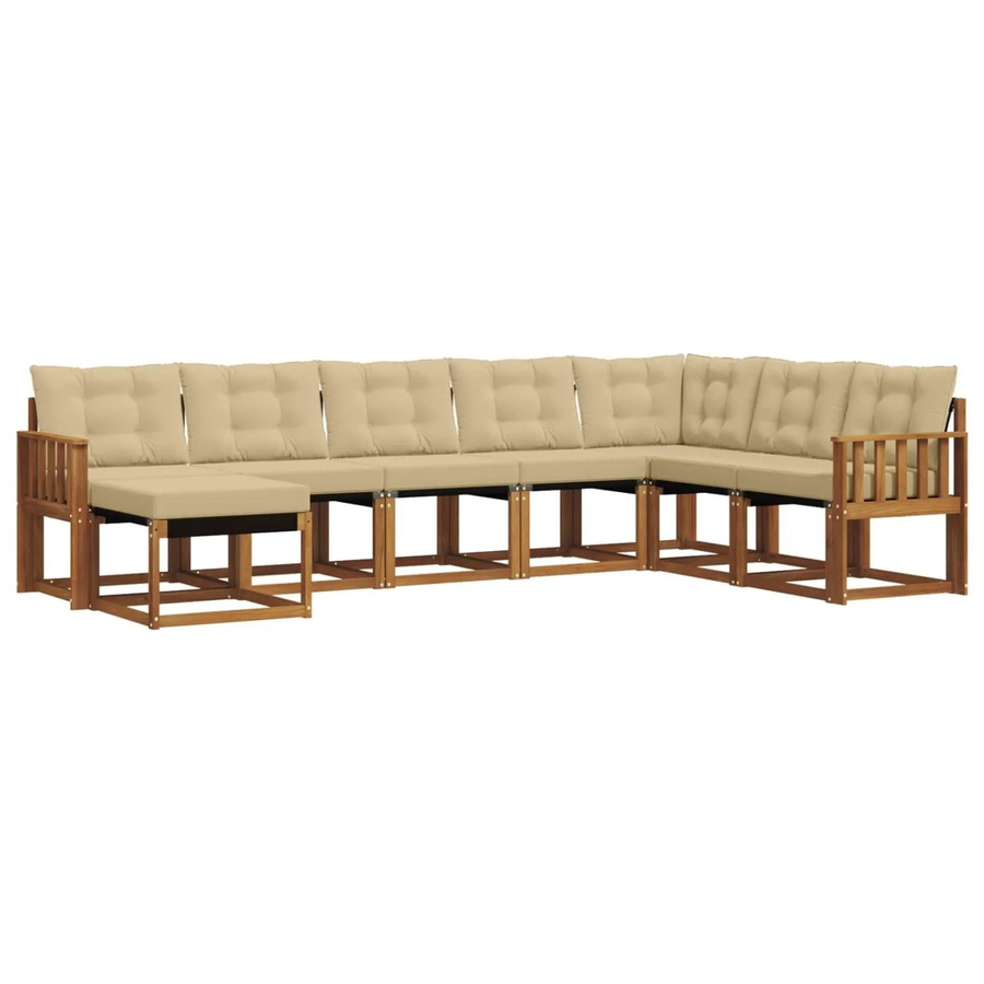 vidaXL Sofa Set 8-teilig aus Akazienholz und Textilene in Natur und Beige mit Kissen - Bild 2