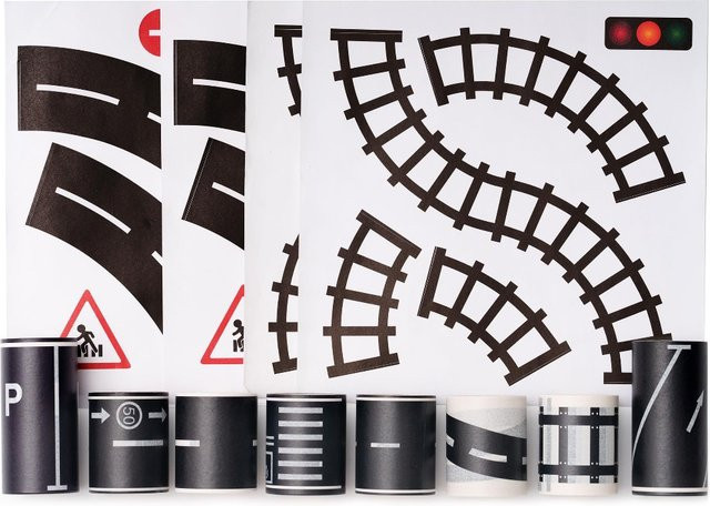TWBEB Cartoon DIY abnehmbares Papierband, Road Rail Track Highway, Aufkleber zum Basteln - Bild 1