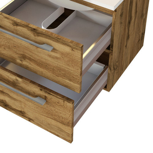 HELD MÖBEL Waschtisch-Set LIVORNO in Braun und Weiß, 5-teilig, modern und wandmontiert - Bild 2