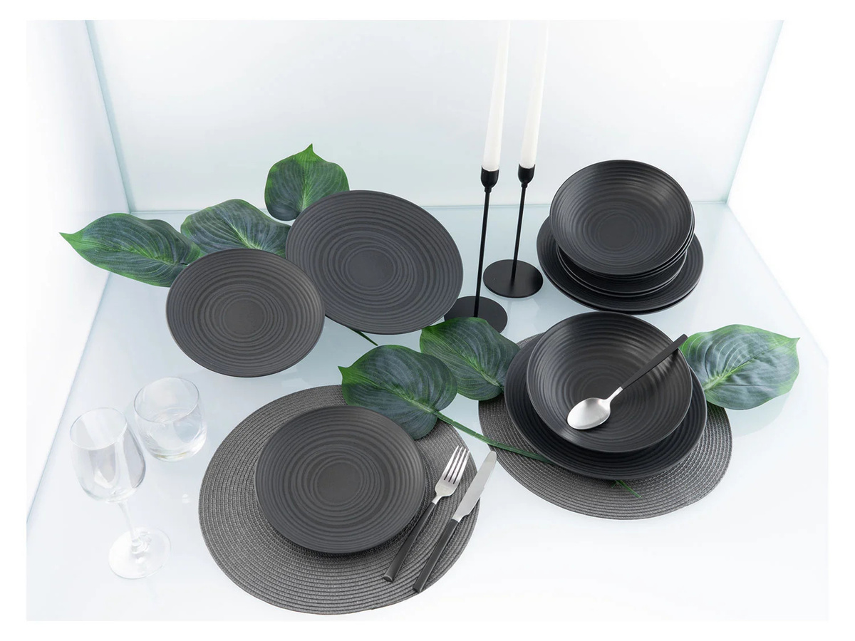 CreaTable Tafelservice Lava Stone 12-teilig aus Keramik in Schwarz - Bild 2