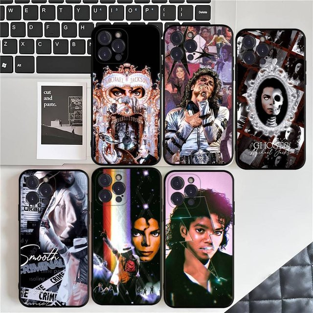 Michael Jackson Silikon Handyhülle für Apple iPhone 17 16 15 14 13 12 11 Pro Max Plus Mini in Schwarz und Multicolour - Bild 1