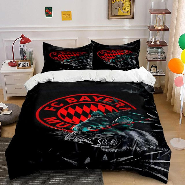 FC Bayern München Bettwäsche-Set mit Logo, Schwarz, B/H: 200 x 220 cm - Bild 1