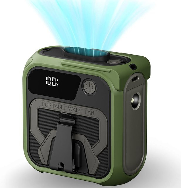 Techsuit Z13 Tragbarer Ventilator mit externem 10000mAh Akku, Grün - Bild 1