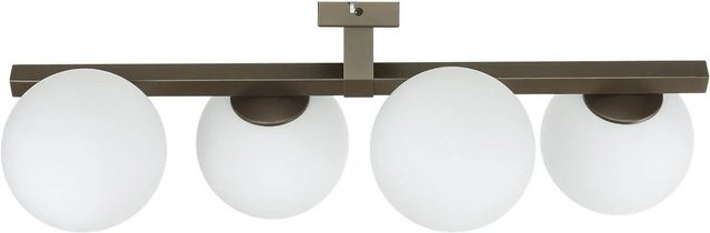 Licht-Erlebnisse Moderne Deckenleuchte aus Metall und Glas mit 4 Kugelschirmen für E27 in Gold/Messing, Weiß oder Grau - Bild 1