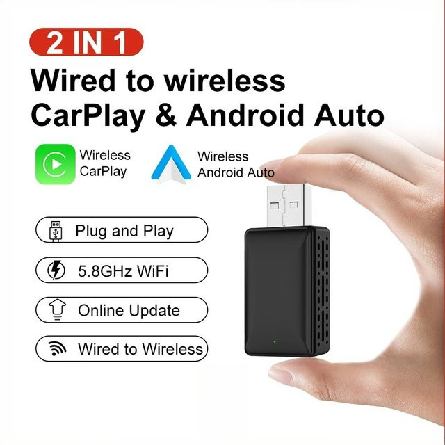 FLIXIVI 2in1 Wireless Carplay und Android Auto Adapter für OEM-Fahrzeuge in Schwarz und Blau - Bild 1