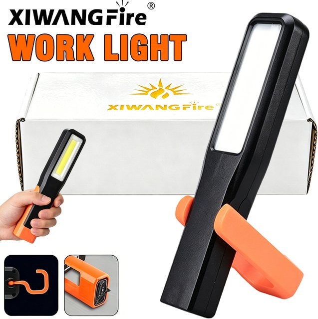 XIWANGFIRE USB-aufladbare COB-LED-Arbeitsleuchte mit Magnet, tragbare kabellose Inspektionslampe in Schwarz für Werkstatt und Notfälle - Bild 1
