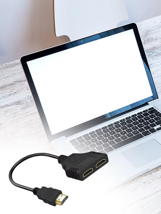 4K UHD HDMI Splitter Adapter Schwarz mit 1 Eingang und 2 Ausgängen für Laptop, TV und Monitor - Bild 7
