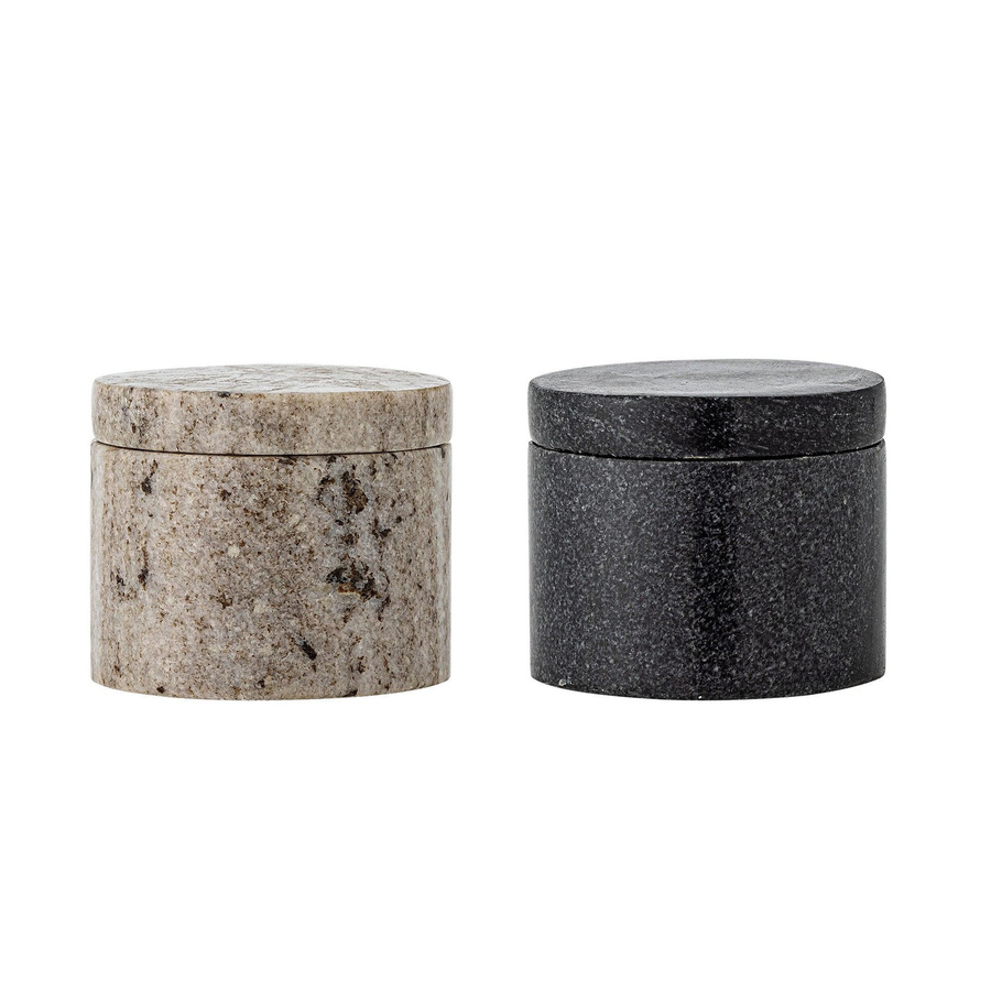 Bloomingville Avani Salz- und Pfefferstreuer aus Marmor in Beige und Grau, Durchmesser: 7,5 cm, Höhe: 6,5 cm - Bild 1