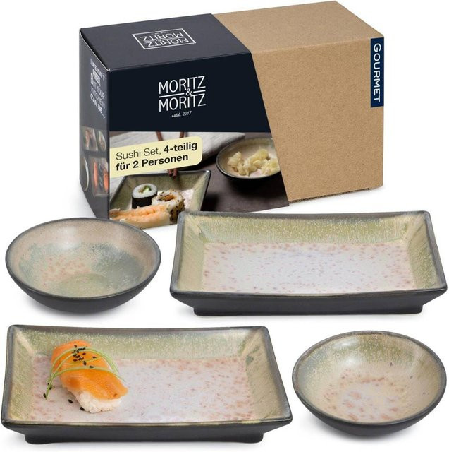 Moritz & Moritz Sushi-Set aus Porzellan in Grün, Lila und Schwarz - Bild 1